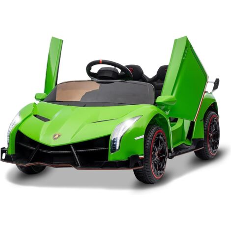 Voiture Électrique Enfant 12V sous Licence Officielle Lamborghini,Télécommande Parentale, 3 Vitesses, LED & Musique,vert