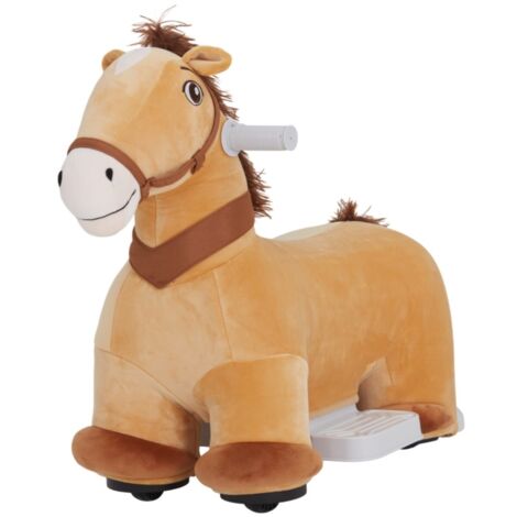 Voiture Électrique Enfant 6V - Jouet Pédales Forme Cheval Marron - Vitesse 2 km/h, Musique - Pour 1,5 à 3 Ans - Cadeau 69x34x53cm