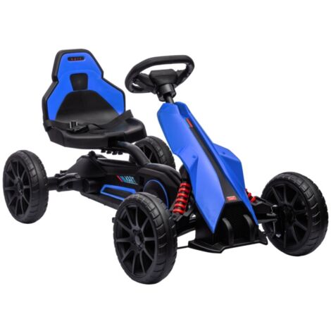 Voiture Électrique Enfant Karting Pedales 3-8 Ans Bleue - Marche Avant/Arriere - 100x58x58.5cm