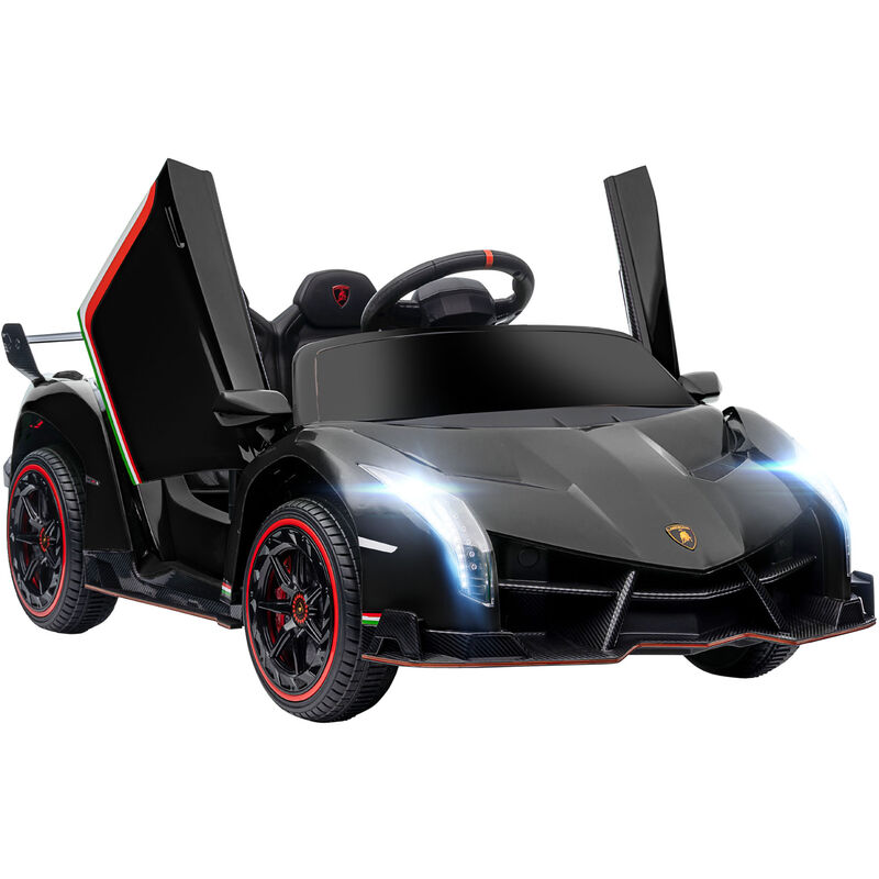 Voiture électrique enfant licence Lamborghini Veneno V. max. 7 Km/h télécommande ouverture portes MP3 USB effets sonores lumineux noir - Noir