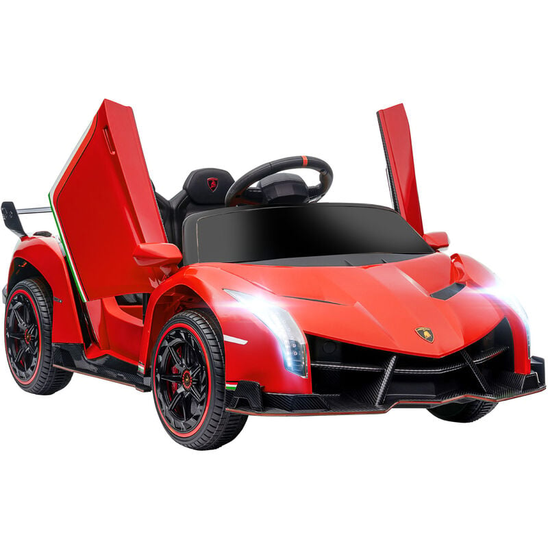 Voiture électrique enfant licence Lamborghini Veneno v. max. 7 Km/h télécommande ouverture portes MP3 usb effets sonores lumineux rouge - Rouge