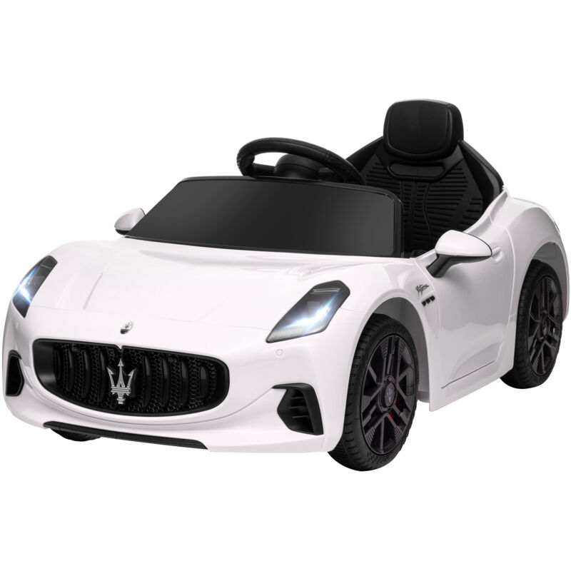 Voiture électrique enfant licence officielle Maserati Gran Turismo Folgore télécommande nombreux effets blanc