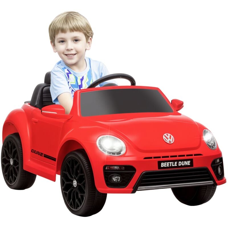 Aiyaplay - Voiture électrique enfant licence officielle Volkswagen Beetle Dune télécommande nombreux effets noir rouge