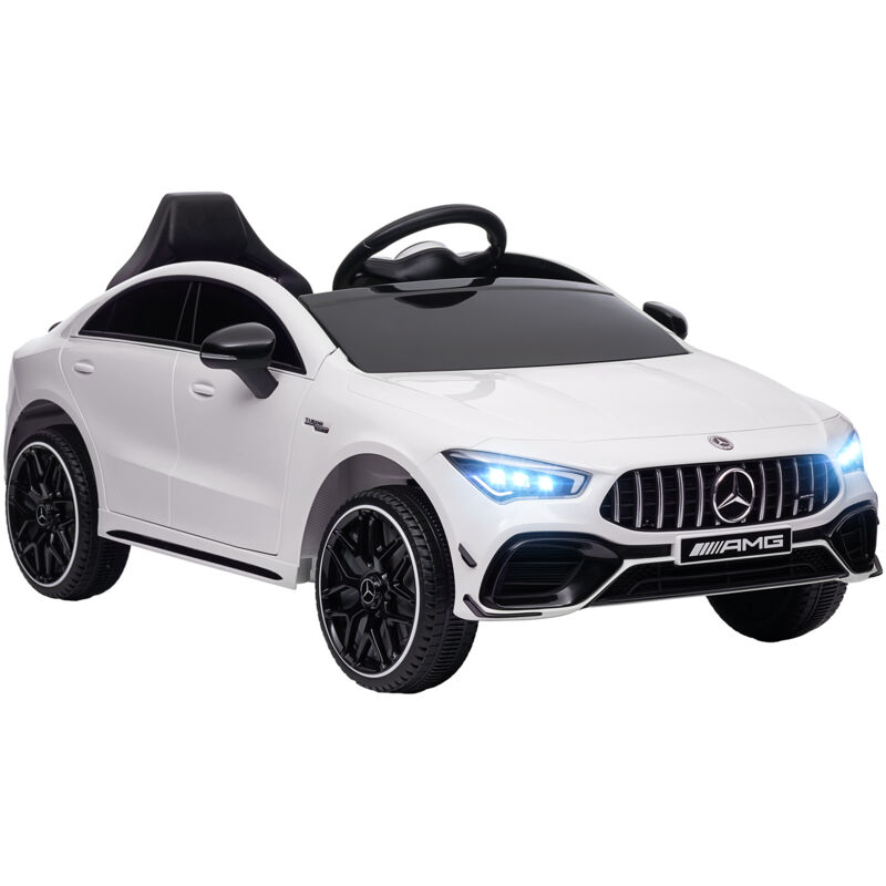 Aiyaplay - Voiture électrique enfant Mercedes cla 45S amg - 12V, 2 moteurs, 5Km/h max. - télécommande - nombreux effets - blanc