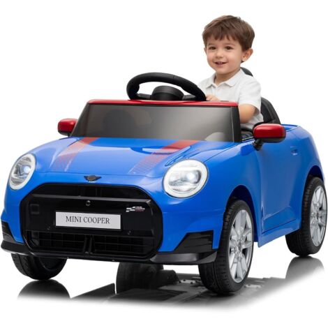 Voiture Électrique Enfant sous Licence Officielle MINI - 12V, Télécommande Parentale, LED, Musique & Klaxon - Dès 3 ans - Bleu