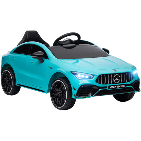 Voiture électrique enfant télécommandable roues transport lumières LED klaxon 3-6 ans bleu clair
