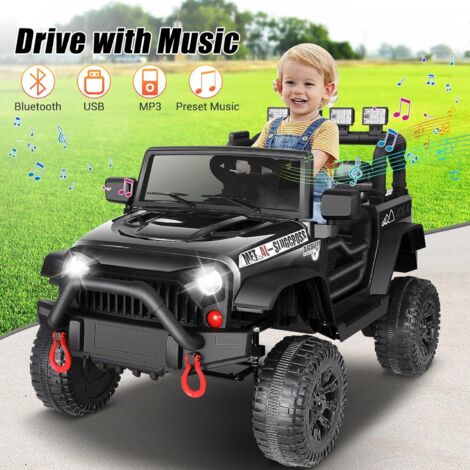 Voiture Électrique Enfants 12V avec Télécommande, 2 Moteurs, Véhicule Électrique avec Lumières & Musique, 3-7 Ans Noir