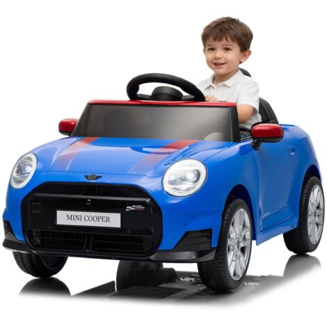 Voiture Électrique Enfants sous Licence Mini 12V, Télécommandé, 3 Vitesses, Klaxon, LED, Musique, Enfants, pour 3+ Ans Bleu
