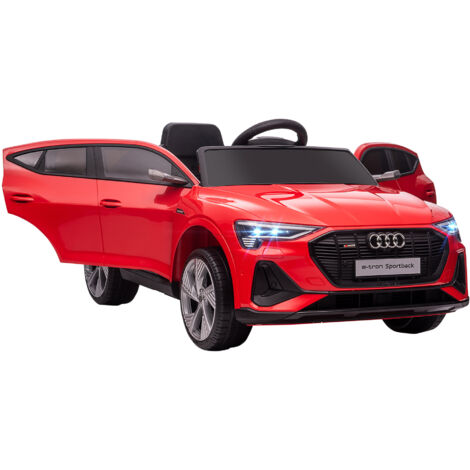 Voiture électrique enfants sous , véhicule électrique 12V Max. 5 Km/h avec télécommande 2,4G, phares LED, musique, klaxon, port USB, MP3, rouge