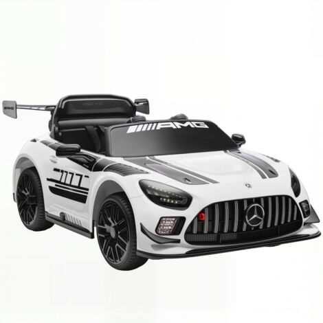 Voiture électrique Mercedes enfant 12V LED musique klaxon 3-8 ans blanche