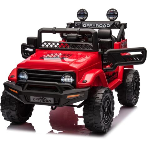 Voiture Électrique pour Enfant 12V, Véhicule Électrique Enfants avec Suspension à Ressort Télécommande, LED, Bluetooth, 3 Vitesses Rouge