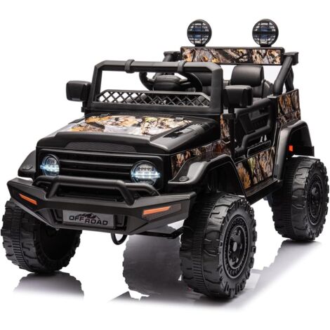 Voiture Électrique pour Enfant 12V, Véhicule Électrique pour Enfants avec Suspension à Ressort Télécommande, Lumières LED, Bluetooth, 3 Vitesses (Noir)