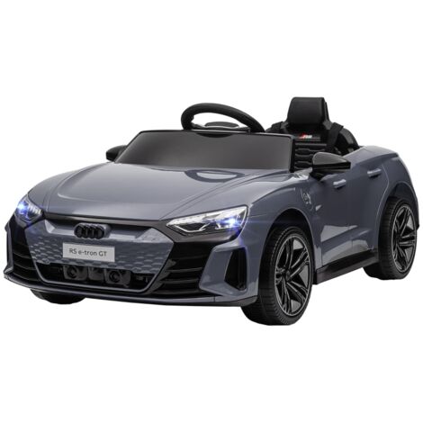 Voiture électrique pour enfants 12V avec 2 moteurs 4 roues à ressorts,klaxon phare musique démarrage doux pour 3 à 5 ans gris.