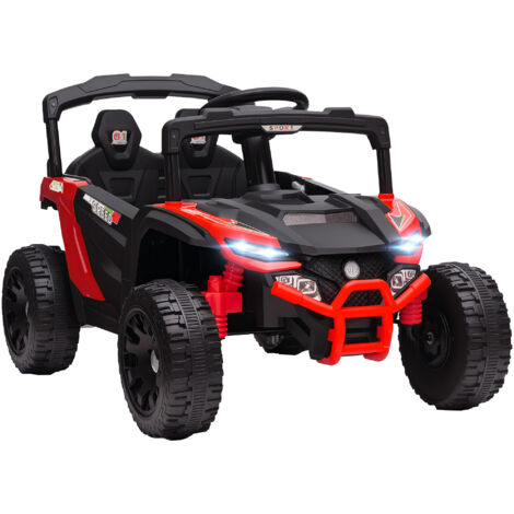 Voiture électrique pour enfants 12V avec 2 moteurs Télécommande 2.4G Suspension arrière Phares Musique Rouge