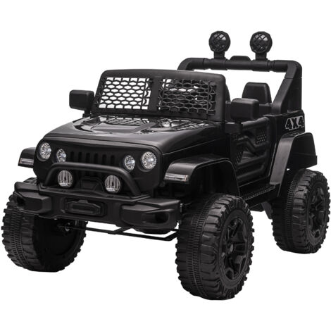 Voiture électrique pour enfants 12V avec télécommande, suspension à 4 roues, phares et klaxon, MP3, vitesse 3-5 km/h, pour 3-6 ans - noir