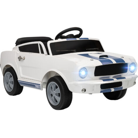 Voiture électrique pour enfants 12V Voiture pour enfants avec télécommande 2,4 GHz, klaxon 2 moteurs, LED, musique blanche