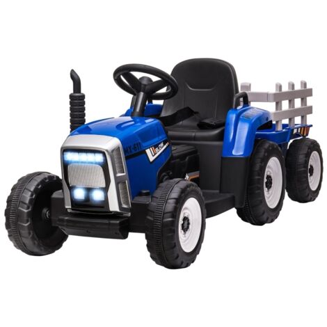 Voiture électrique pour enfants avec remorque,télécommande,phares,3-6 km/h,pour 3-6 ans,bleu