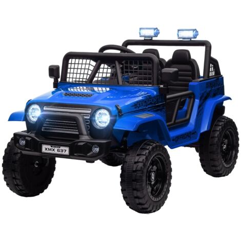 Voiture électrique pour enfants avec suspension souple,télécommande,lumières LED,klaxon,moteurs 12V,fabriquée en plastique et métal,bleu