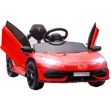 Voiture électrique pour enfants licence Lamborghini Aventador SVJ 12V avec portes papillon télécommande 3-5 KM/H rouge