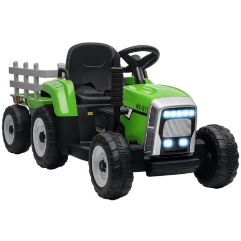 Voiture électrique pour enfants,tracteur pour enfants,télécommande parentale incluse,vitesse maximale de 6 km/h,vert + noir