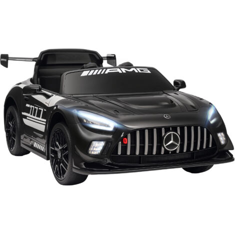 Voiture électrique, voiture à monter pour enfants, batterie 12V, lumières LED, fonction musique, klaxon, 3-8 ans, noir