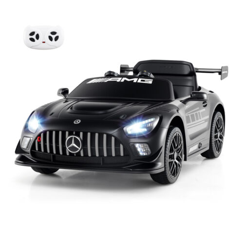 Voiture Enfants sous Licence Mercedes-AMG GT3 avec Télécommande, 3 Vitesses, Lumières LED, Musique, sans Fil, Roues de Transport Noir