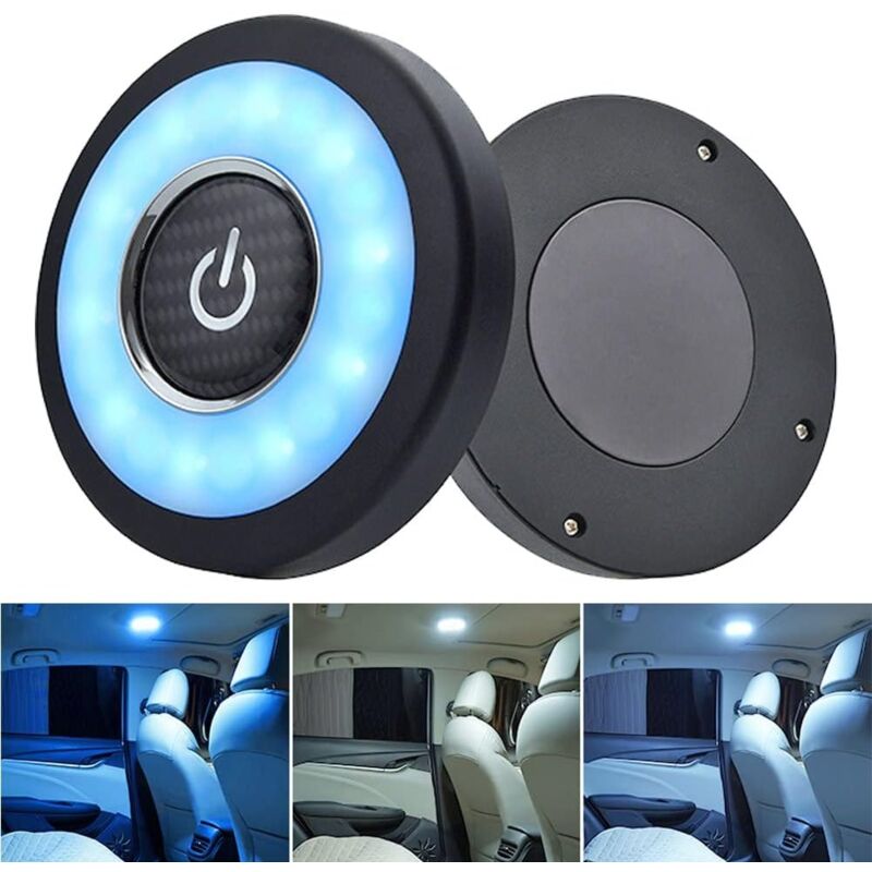 Start - Voiture Intérieur Dme Lumières, 12V Universelles Lampes de Lecture Veilleuse Plafonnier, éclairagede Dme Magnétique, Lumineuses Blanc Bleu