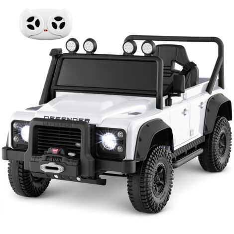 Voiture Jouet Land Rover sous Licence Voiture Electrique 12V pour Enfants avec Télécommande Parentale Phare Musique pour 3-8 Ans Blanc
