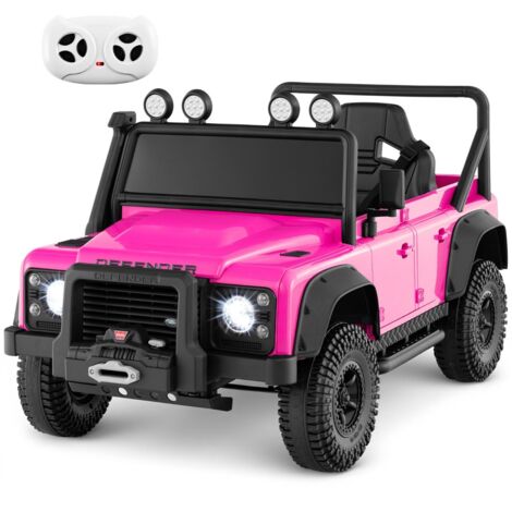 Voiture Jouet Land Rover sous Licence Voiture Electrique 12V pour Enfants avec Télécommande Parentale Phare Musique pour 3-8 Ans Rose