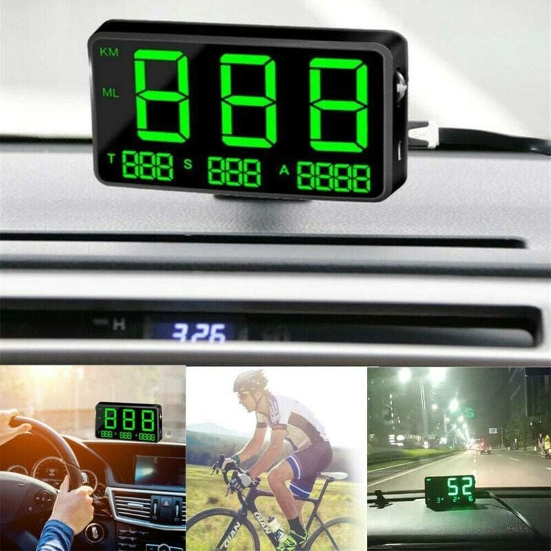 Fitags - Voiture Moto Numérique gps Compteur De Vitesse Head Up Display mph Alarme De Survitesse(1051660mm)——