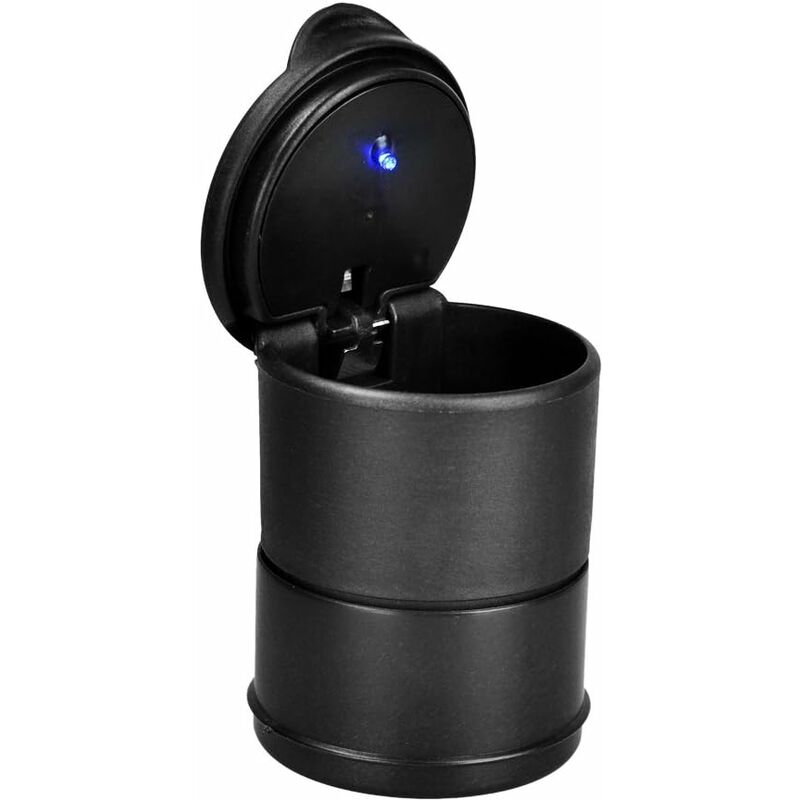 Voiture Portable Cendrier avec Bleu LED Porte Gobelet Lumineux Auto Plastique 7 x 9.5cm Noir