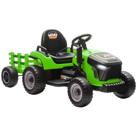 Voiture tracteur électrique pour enfants 3-8 ans avec télécommande, démarrage progressif - vert 139x58x55cm