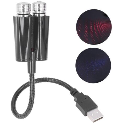 Voiture USB Projecteur Lumière Ambiance Rouge Bleu Éclairage Intérieur Plug and Play Flexible Pliable Sans Commande Vocale