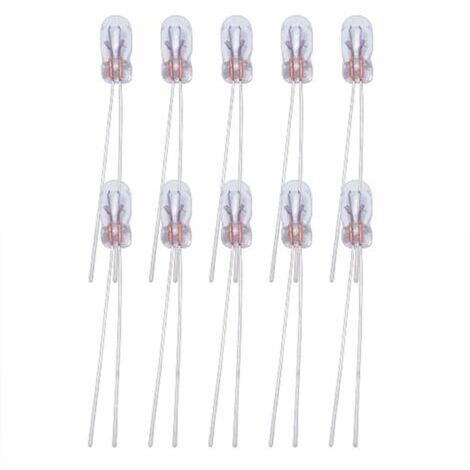 【Voiture】【T3】 【10 LED Blanc】 Ampoules LED 12V pour tableau de bord, voyants, position. T3-10, ABS+électronique, blanc chaud, 20mm fil. Garantie, parfait fonctionnement.