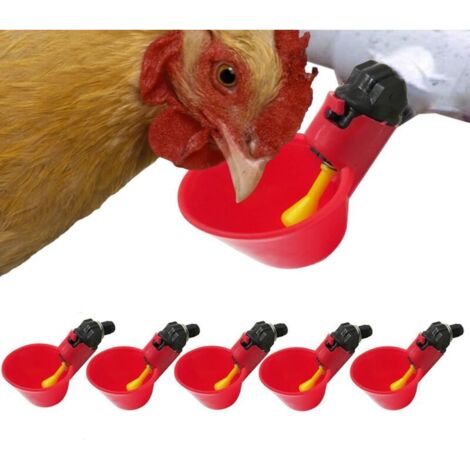 Volaille Automatique Abreuvoir,6 PCS Buveur de volaille,Poulet Abreuvoir D'eau,Buveurs Automatiques Abreuvoirs en Plastique Rouge Backyards Canard Oiseau Caille Pigeon Poule Alimentation D'eau Bol H42