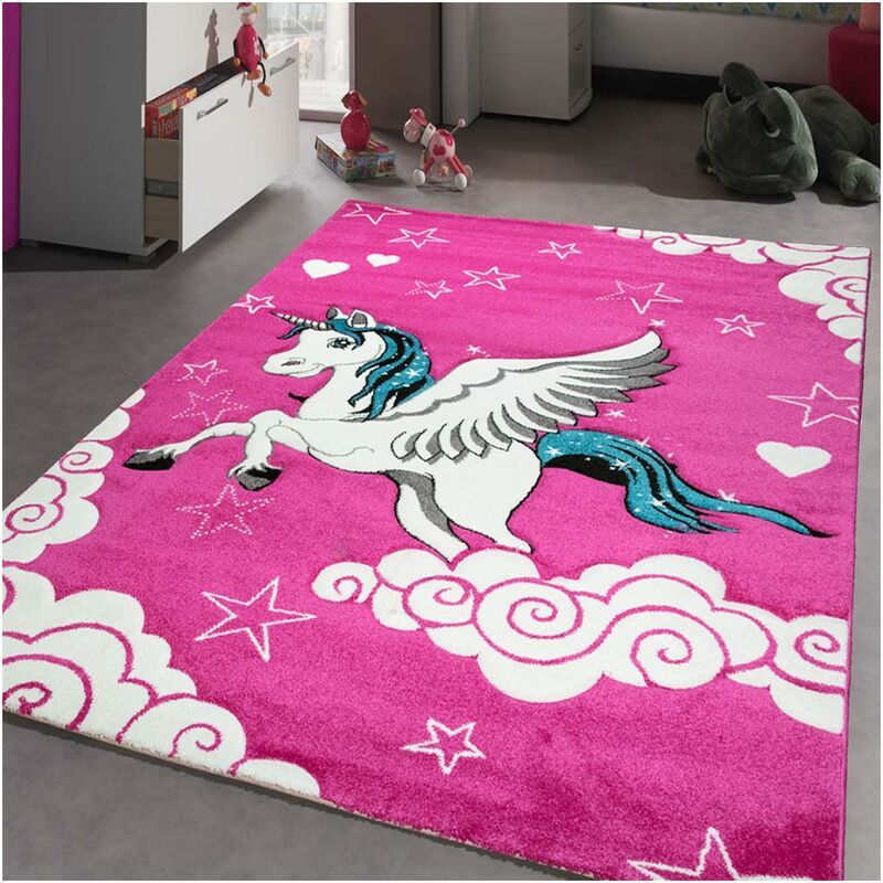 

Dezenco - Alfombra de niño unicornio en polipropileno rosa - Rose