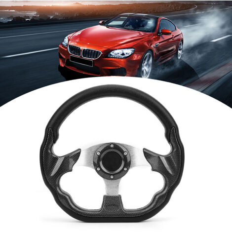 Volant de course, volant de voiture universel 320MM dérive de course de Style en Fiber de carbone avec bouton de klaxon