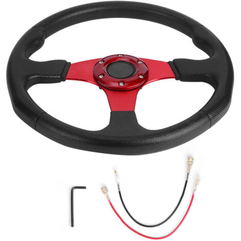 Volant de Sport de voiture de course 350mm/14 pouces, plat profond, 6 boulons, accessoire universel modifié rouge