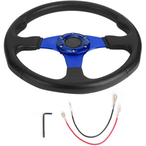 Volant de Sport pour voiture de course, 350mm/14 pouces, plat profond, 6 boulons, accessoire universel modifié, bleu