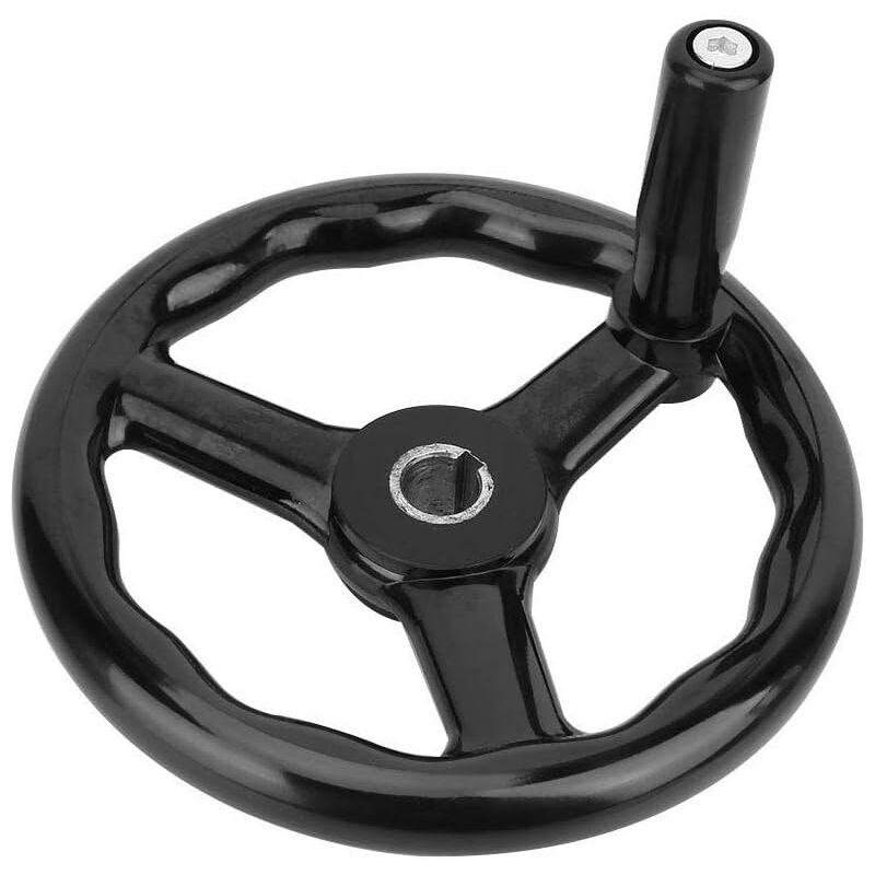 Lntyq Volant de tour antidérapant à 3 branches 200 x 18 mm avec poignée pour machine-outil Noir