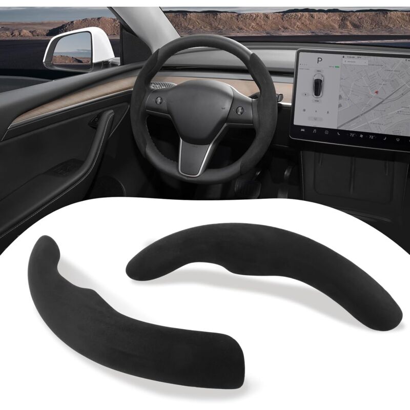 Volant pour Tesla Model 3 Model Y Housse Volant Protecteur de Volant Flocage Antidérapant Accessoires d'Intérieur 2019-2024