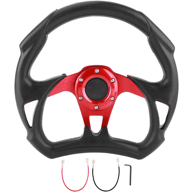 Volant sport 320 mm/12,5 pouces, coutures en cuir pvc avec bouton de klaxon, pièces universelles modifiées pour voiture