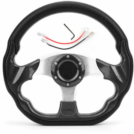 Volante de coche  320 mm fibra de carbono, estilo carreras, con botón de claxon