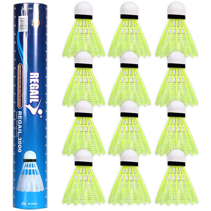 

Volantes de badminton de plastico duradero, 12 Uds., Bolas de badminton para deportes al aire libre, bolas de badminton a prueba de viento,Amarillo,