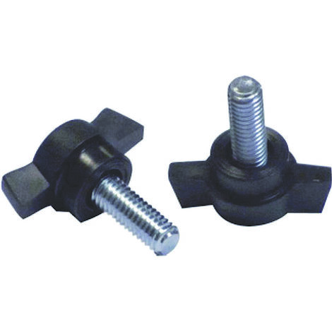 Volantino a farfalla a 2 alette con perno filettato in abs nero - m5