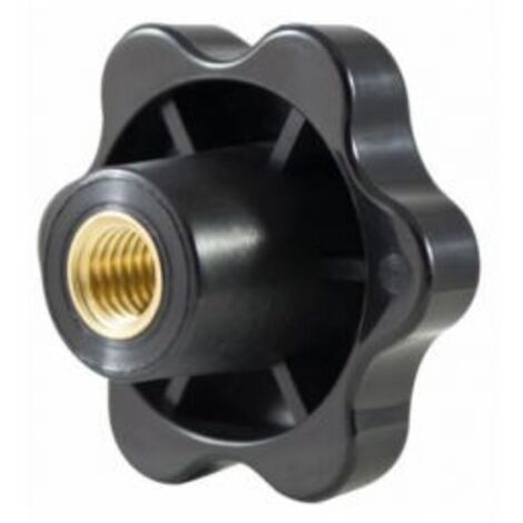 VOLANTINO MANOPOLA POMELLO 6 LOBI FEMMINA BOCCOLA OTTONE FILETTATA CIECA 27858V D. 50 M6 (27858)