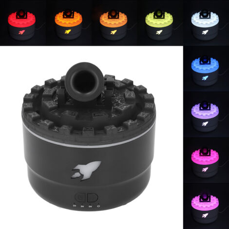 Volcano 200ml Leiser ätherischer Öldiffusor-Luftbefeuchter mit 7-farbigem Licht, wiederaufladbar für Büro/Schlafzimmer [ABS PP 430g Schwarz]