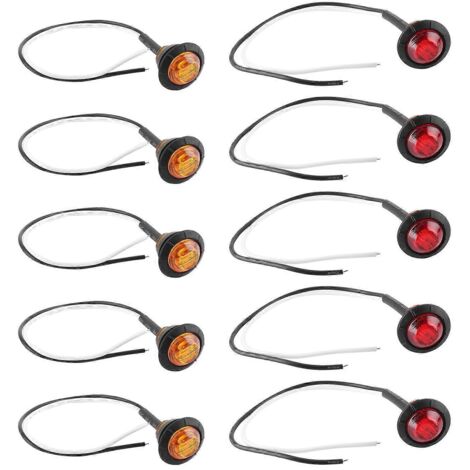 Volet LED 6000K ambre, lentille PC avec gaine thermorétractable, pour remorque, camion, fourgon, pick-up.