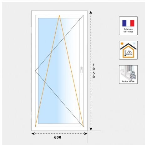 Volet Moustiquaire – Fenêtre PVC oscillo-battant 1 vantail H1050 mm – Résistance aux intempéries – Vitrage 4/20/4FE arg WE – Isolation thermique RT 2012