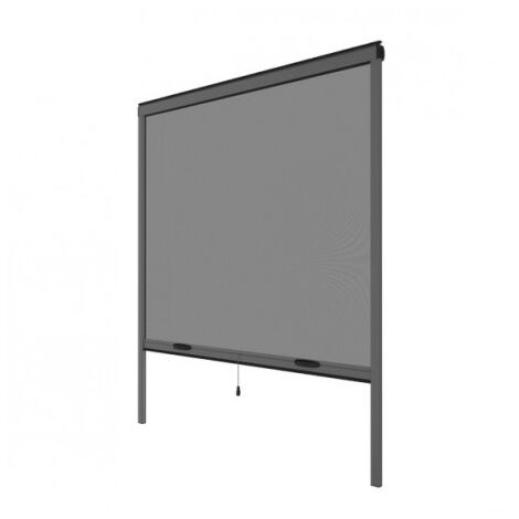 Volet Moustiquaire – Moustiquaire enroulable verticale grise 145 cm x 130 cm – Aluminium et toile en fibre de verre – Installation facile et recoupable